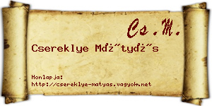 Csereklye Mátyás névjegykártya